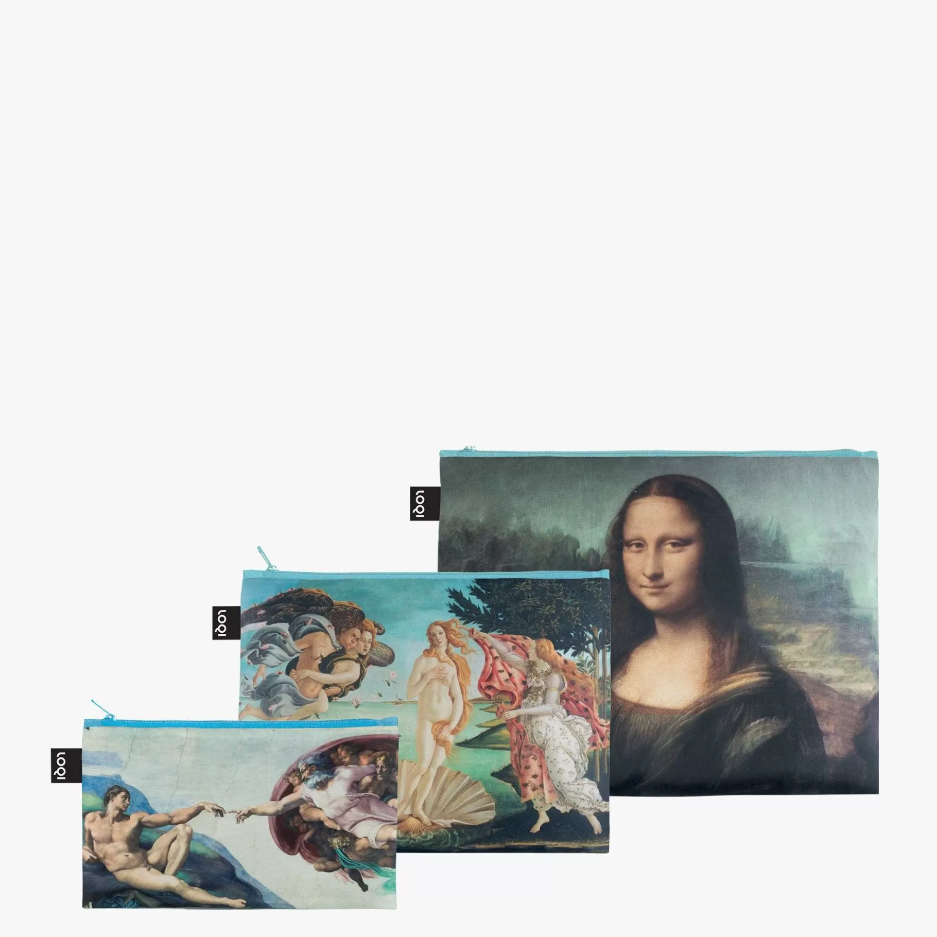 LOQI MICHELANGELO, BOTTICELLI, DA VINCI Pochettes zippées recyclées* Poches Zippées