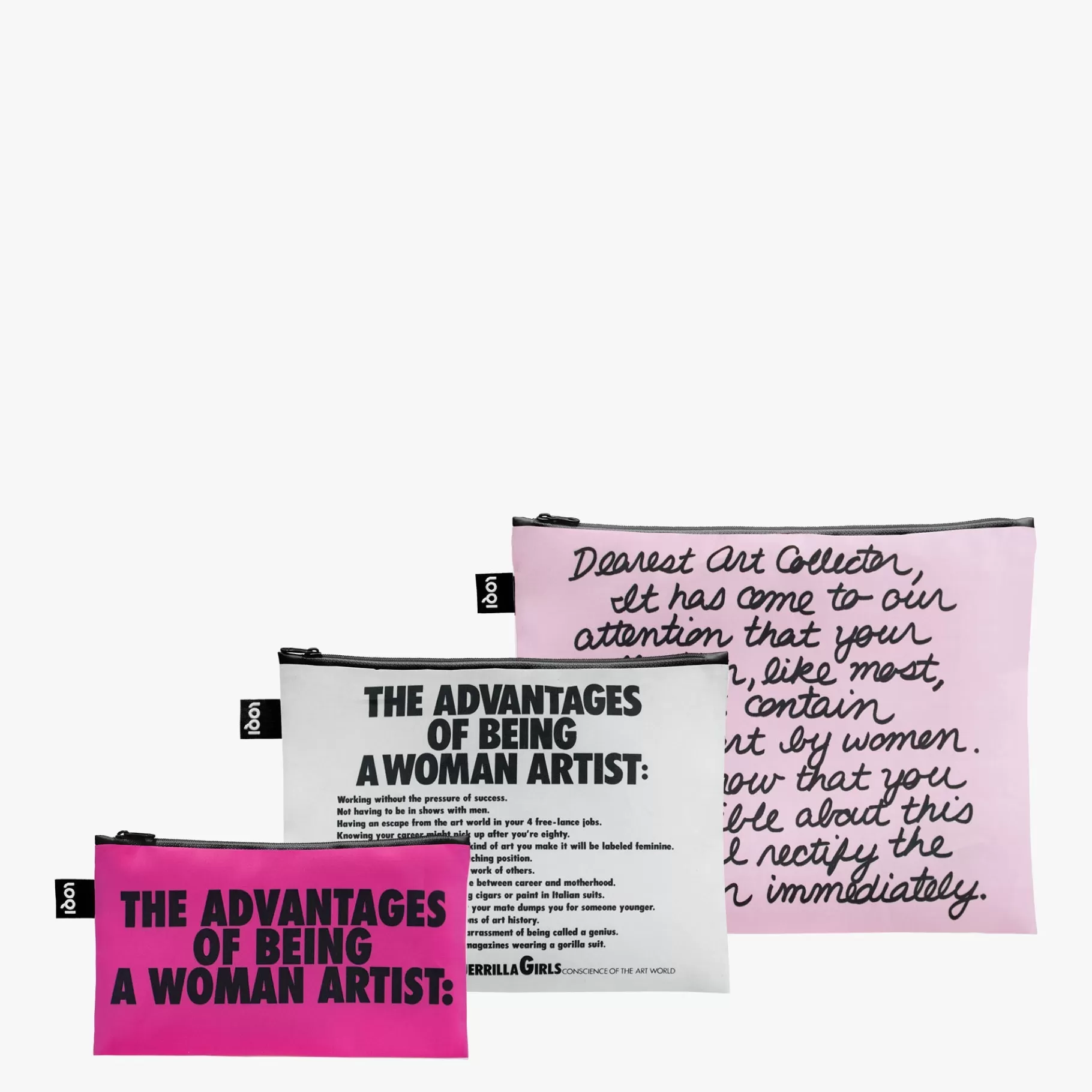 LOQI Pochettes zippées recyclées GUERRILLA GIRLS* Poches Zippées