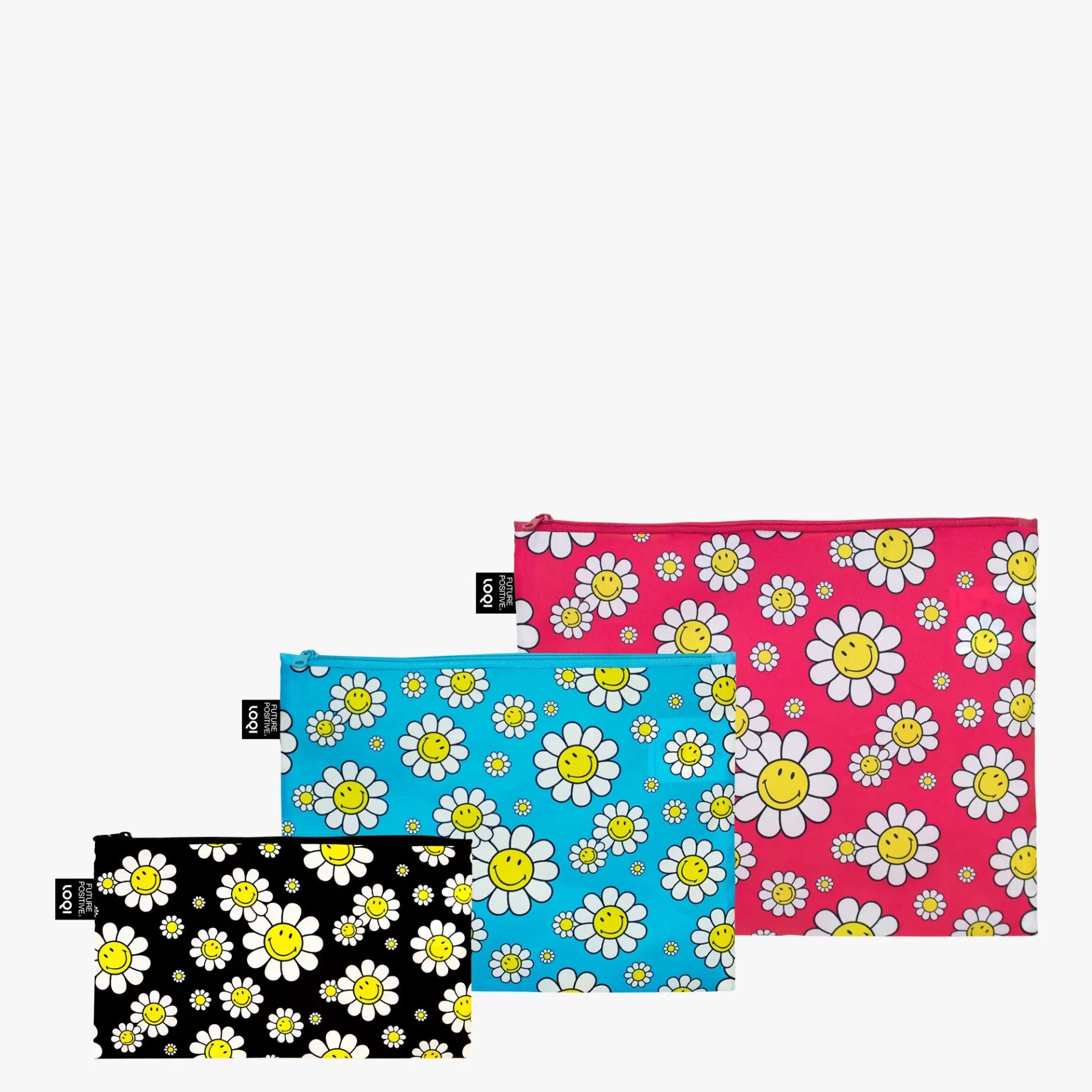 LOQI Pochettes zippées recyclées SMILEY Flowers* Poches Zippées