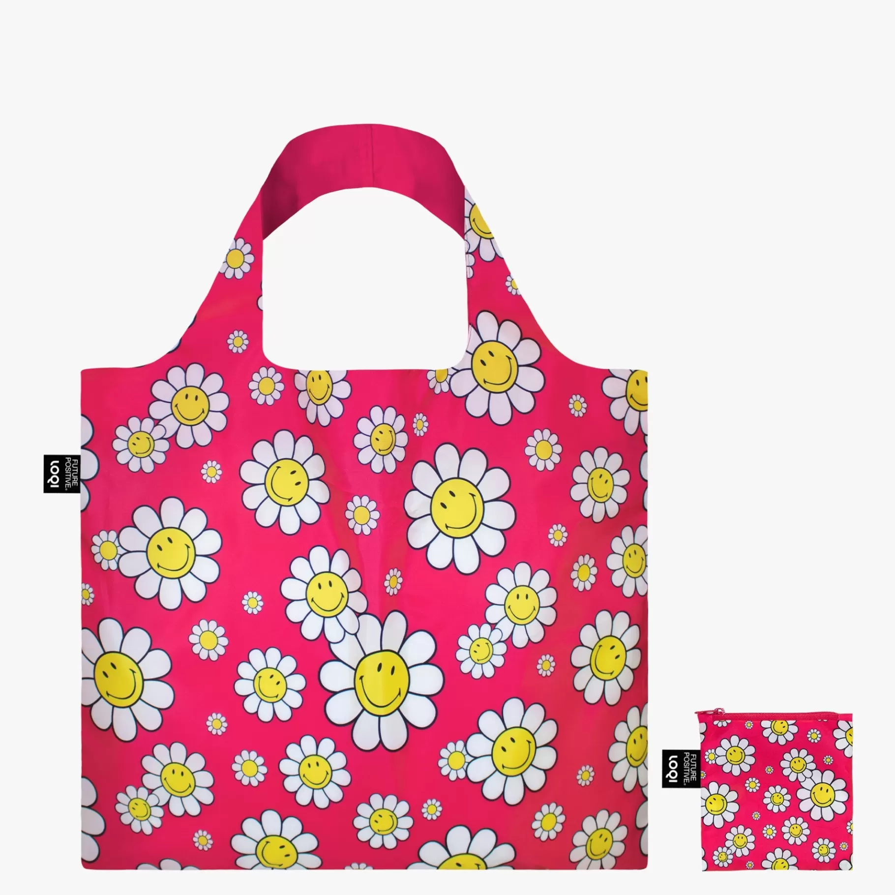 LOQI SMILEY Flowers Sac recyclé moyen framboise* Sacs